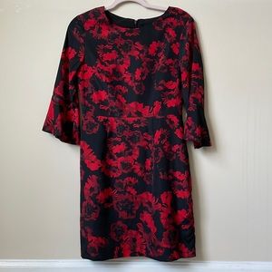Red floral dress with bell sleeves size 4